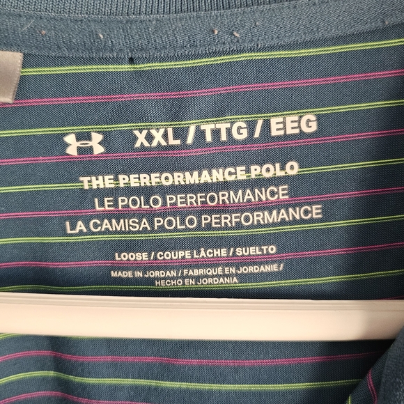 Under Armour Men's Polo Shirt - Navy and Lime - Picture 3 of 3